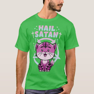 T-shirt Cute Hail Satan Chat Pun Kitty Satanic Heavy Metal