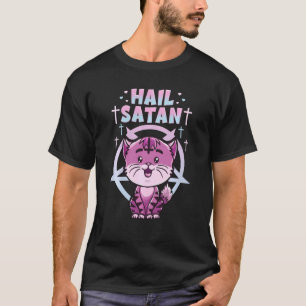 T-shirt Cute Hail Satan Chat Rainbow Kitty Satanic Heavy M