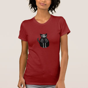 T-shirt Cute Halloween Cartographier Chat Squelette