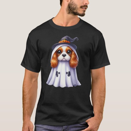 T-shirt Cute Halloween Cavalier King Charles Spaniel dog a (Devant)
