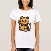 T-shirt Cute Halloween Chat Devil (Devant)