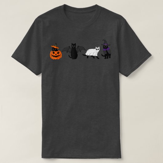 T-shirt Cute Halloween Chats Citrouille Demon Ghost Witch  (Design devant)
