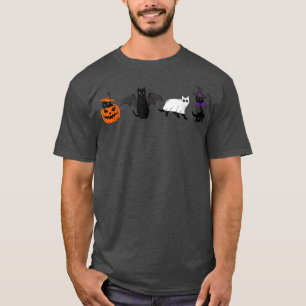 T-shirt Cute Halloween Chats Citrouille Demon Ghost Witch 