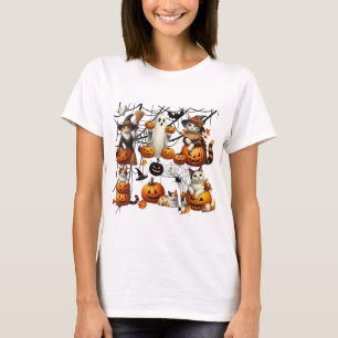 T-shirt Cute Halloween Chats et Citrouilles