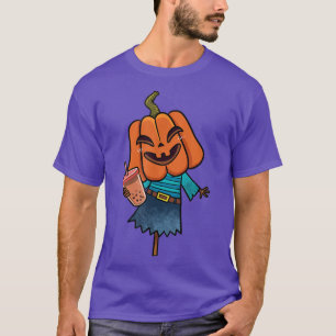 T-shirt Cute Halloween Citrouille crayon épouvantail à boi