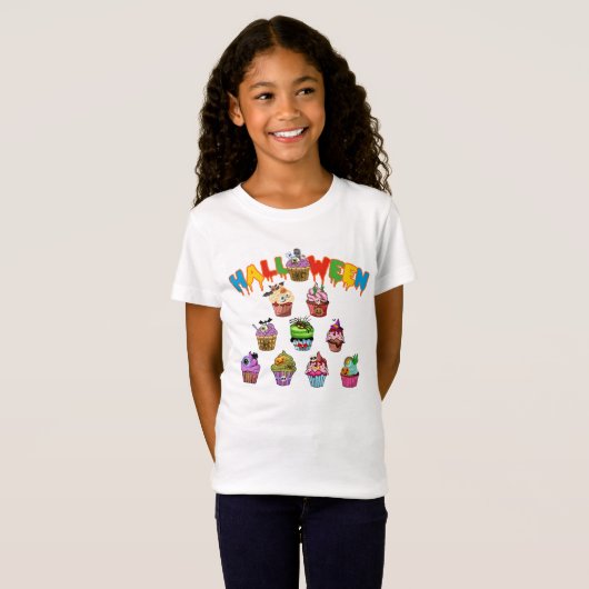 T-Shirt Cute Halloween Cupcake Tee, Yummy Trick ou traitem (Devant entier)