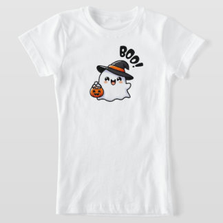 T-Shirt Cute Halloween Ghost avec Casquette sorcier - Boo