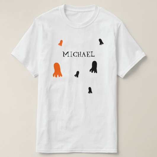 T-shirt Cute Halloween Ghost Orange, Noir Personnalisé (Design devant)