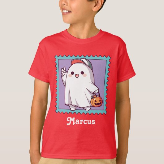 T-shirt Cute Halloween Ghost School Kids Custom (Devant)