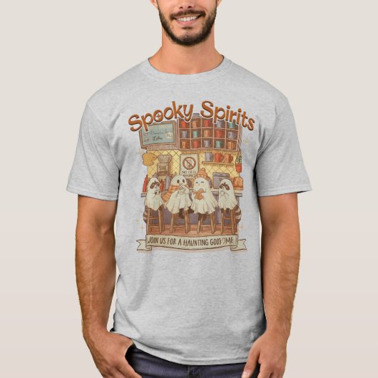 T-shirt Cute Halloween Ghosts Raccoons Pumpkin Spice Cafe (Devant)