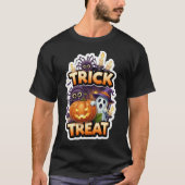 T-shirt Cute Halloween illustration with ghost pumpkin spi (Devant)