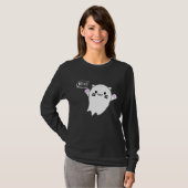 T-shirt Cute Halloween Kitten Cat Flying Ghost Boo Costume (Devant entier)