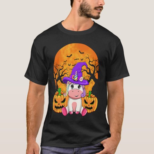 T-shirt Cute Halloween Witchy Unicorn Halloween Custome (Devant)