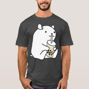 T-shirt Cute Hamster Guinée Cochon Boire Boba Bubble Tea