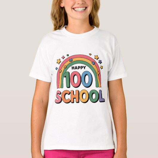 T-shirt Cute Happy 100 Days of School Tee (Devant)