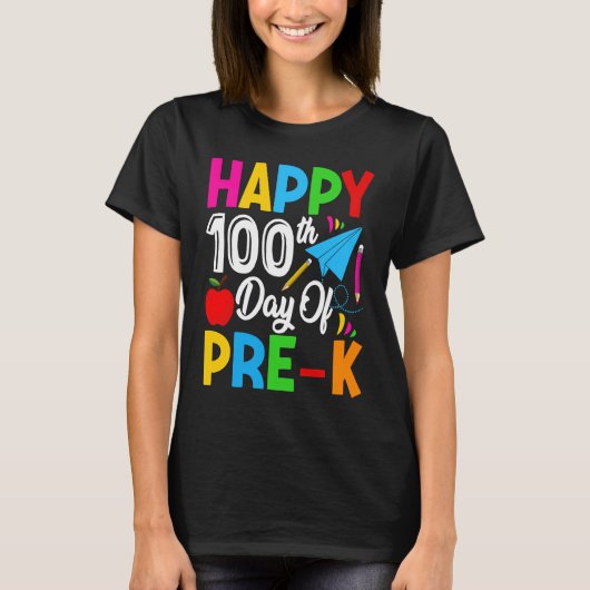 T-shirt Cute Happy 100th Day of Pre k School For Student o (Devant)