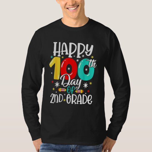 T-shirt Cute Happy 100th Day Of School Second 2nd Grade Bo (Devant)