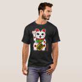 T-shirt Cute Happy Calico White Lucky Cat Maneki-Neko Righ (Devant entier)