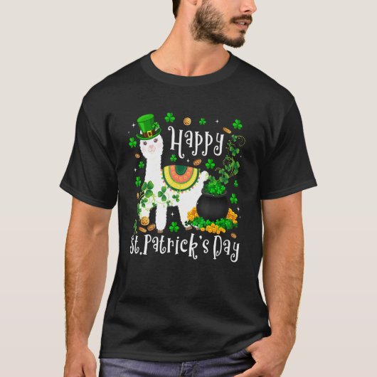 T-shirt Cute Happy Jour de la Saint Patrick irlandais Llam (Devant)