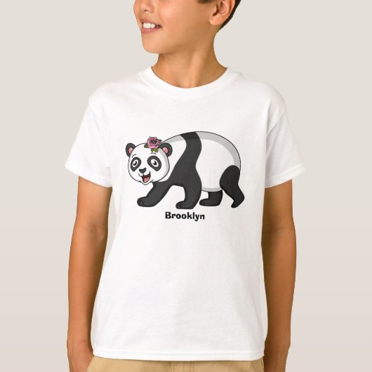T-shirt Cute happy panda bear with flower cartoon (Devant)