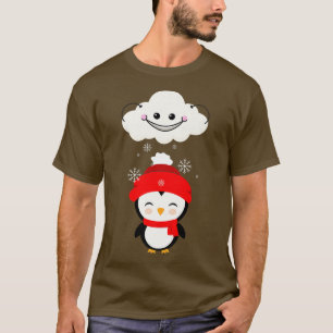 T-shirt Cute Happy Penguin Winter Christmas Snow Snowing