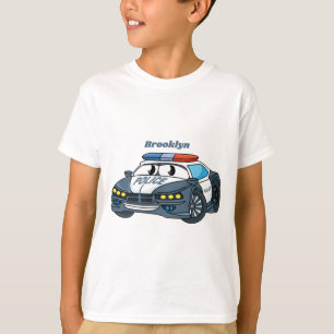 T-shirt Cute happy police car cartoon illustration