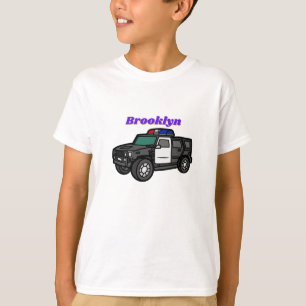 T-shirt Cute happy police car cartoon illustration