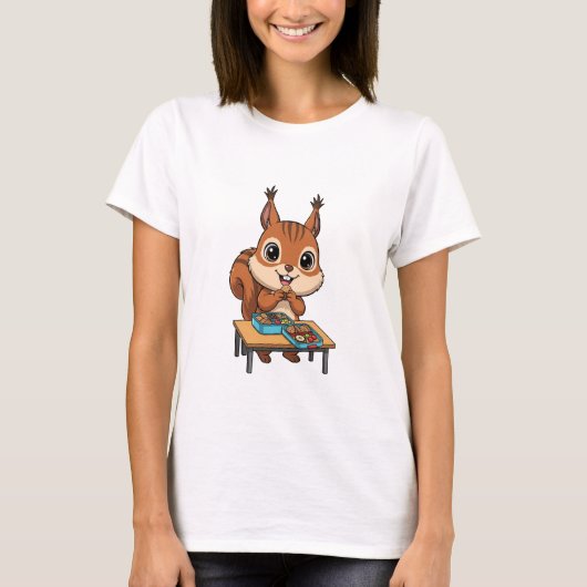 T-shirt Cute Happy Squirrel Eating Lunch From Bento Boxes (Devant)