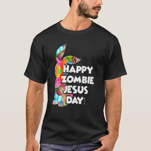 T-shirt Cute Happy Zombie Jesus Day Easter Bunny For Men W (Devant)