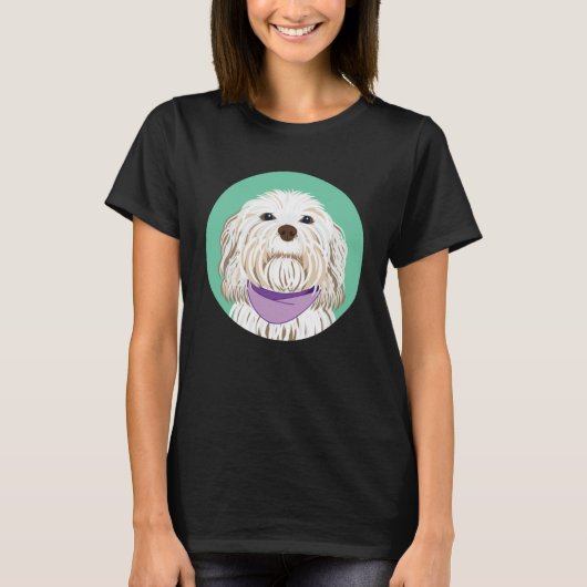 T-shirt Cute Havanese Dog Lavender & Mint (Devant)
