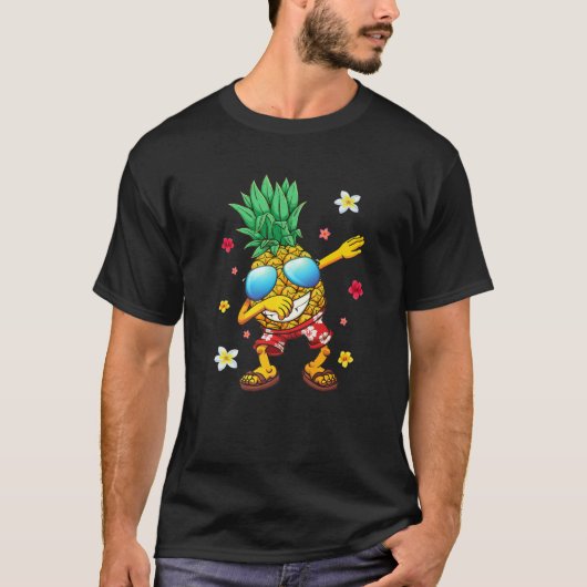 T-shirt Cute Hawaiian Dabbing Pineapple Hawaii Beach Summe (Devant)