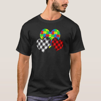 T-shirt Cute Heart Buffalo Plaid Heart Puzzle Pièce Autism