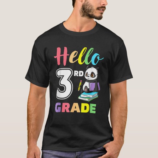 T-shirt Cute Heart Hello 3rd Grade First Day Back To Schoo (Devant)