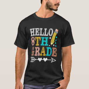 T-shirt Cute Heart Vintage Bonjour Élèves de 8e année Ense