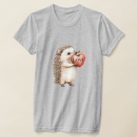 T-shirt Cute Hedgehog with Red Heart Love (Poser)