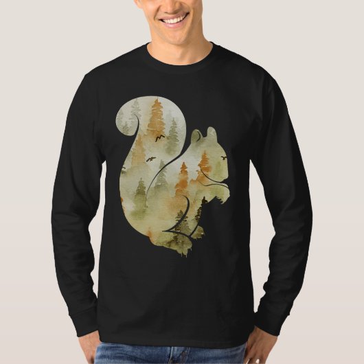 T-shirt Cute Hello Fall Squirrel Autumn  Animal Leaf (Devant)