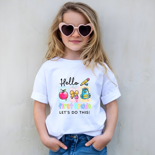 T-shirt Cute Hello First Grade Preppy