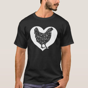 T-shirt Cute Hen Qui aime Poulets Cool Coeur Blanc Vinta