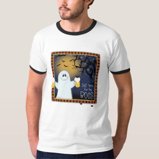 T-shirt Cute Here for the Boos Halloween Ghost Beer (Devant)