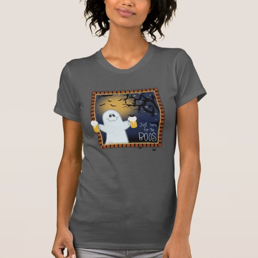T-shirt Cute Here for the Boos Halloween Ghost Beer (Devant)