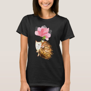 T-shirt Cute Hérisson Aquarelle Fleur Jardin Plantes F