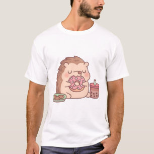 T-shirt Cute Hérisson Manger Des Biscuits De Donut Et Du T