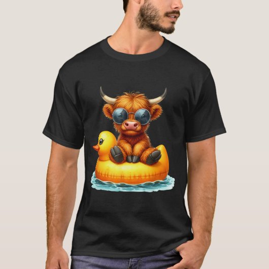 T-shirt Cute Highland Cow Duck Ol Float Summer Vibes Swimm (Devant)
