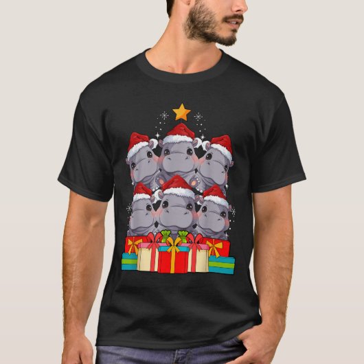 T-shirt Cute Hip Le Hiptamus Christmas Tree Xmas Hat  (Devant)