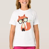 T-shirt Cute Hipster Red Fox (Devant)