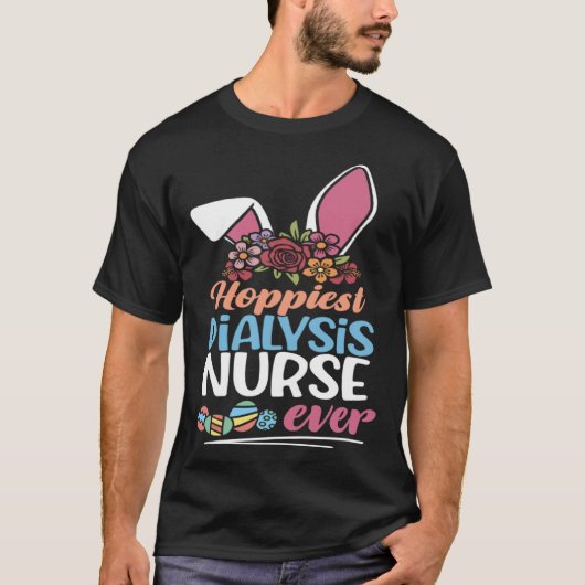 T-shirt Cute Hoppiest Dialysis Nurse Ever Bunny Ear Red Pl (Devant)