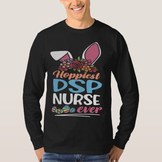 T-shirt Cute Hoppiest DSP Nurse Ever Bunny Ear Red Plaid E (Devant)