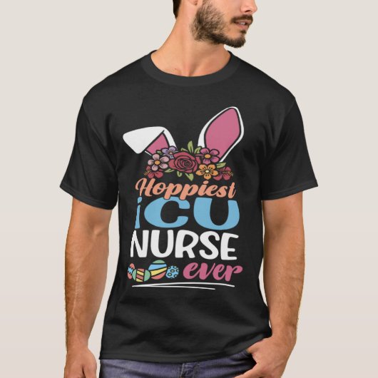 T-shirt Cute Hoppiest ICU Nurse Ever Bunny Ear Red Plaid E (Devant)