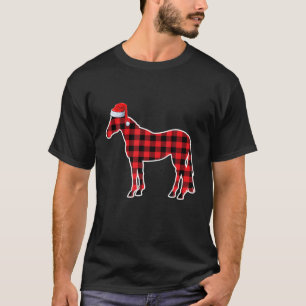 T-shirt Cute Horse Red Plaid Christmas Pajamas Women Girls