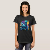 T-shirt Cute house cat riding on a motorcycle Christmas (Devant entier)